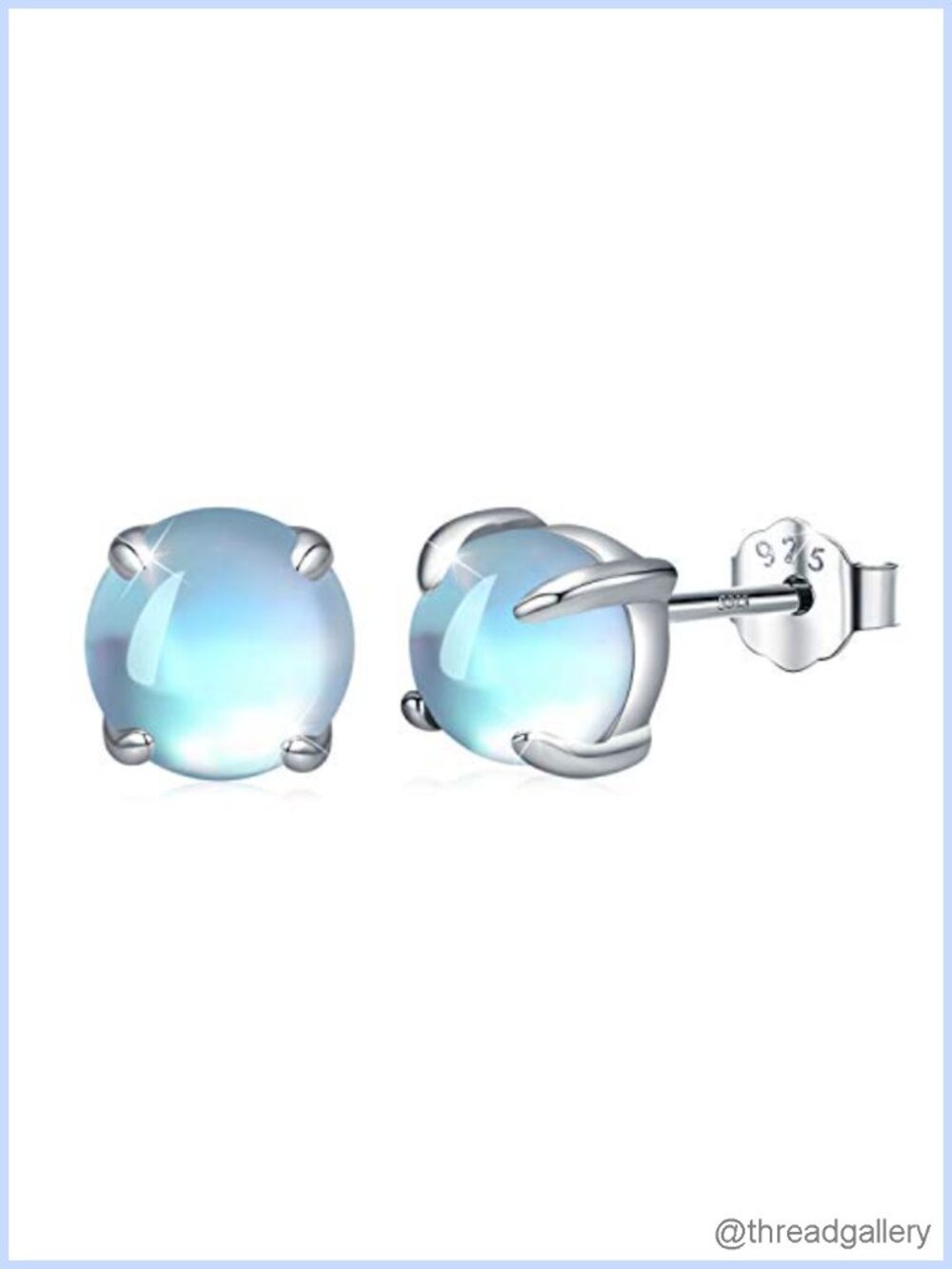 925 Sterling Silver Moonstone Stud Earrings Hypoallergenic 6mm